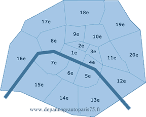 depannage auto paris: carte paris 75